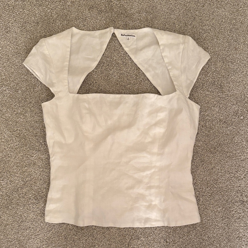 Reformation Cream Blouse